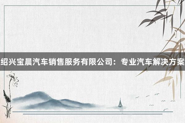 绍兴宝晨汽车销售服务有限公司：专业汽车解决方案